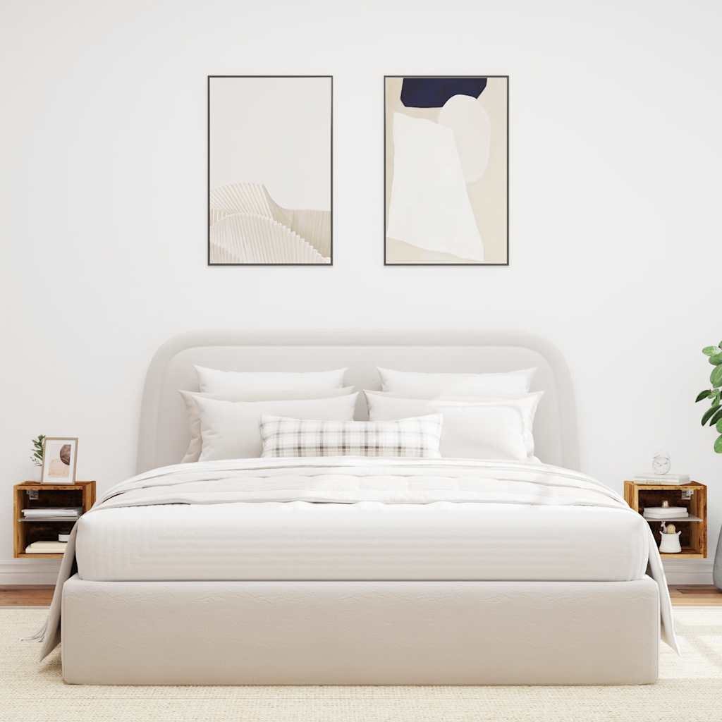 Väggmonterad tv-bänk LED 2 st gammalt trä 30x28,5x30 cm