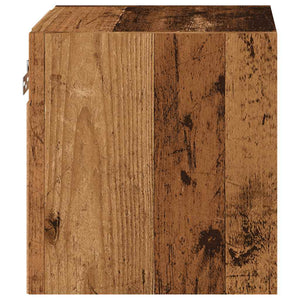 Väggmonterad tv-bänk LED 2 st gammalt trä 30x28,5x30 cm