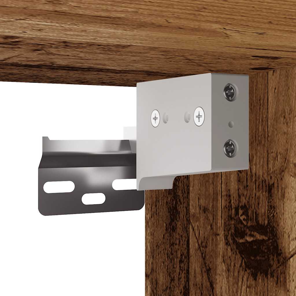 Väggmonterad tv-bänk LED 2 st gammalt trä 30x28,5x30 cm