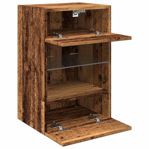 Nástenné skrinky s LED osvetlením pre TV 2 st åldrat trä 40x30x60,5 cm