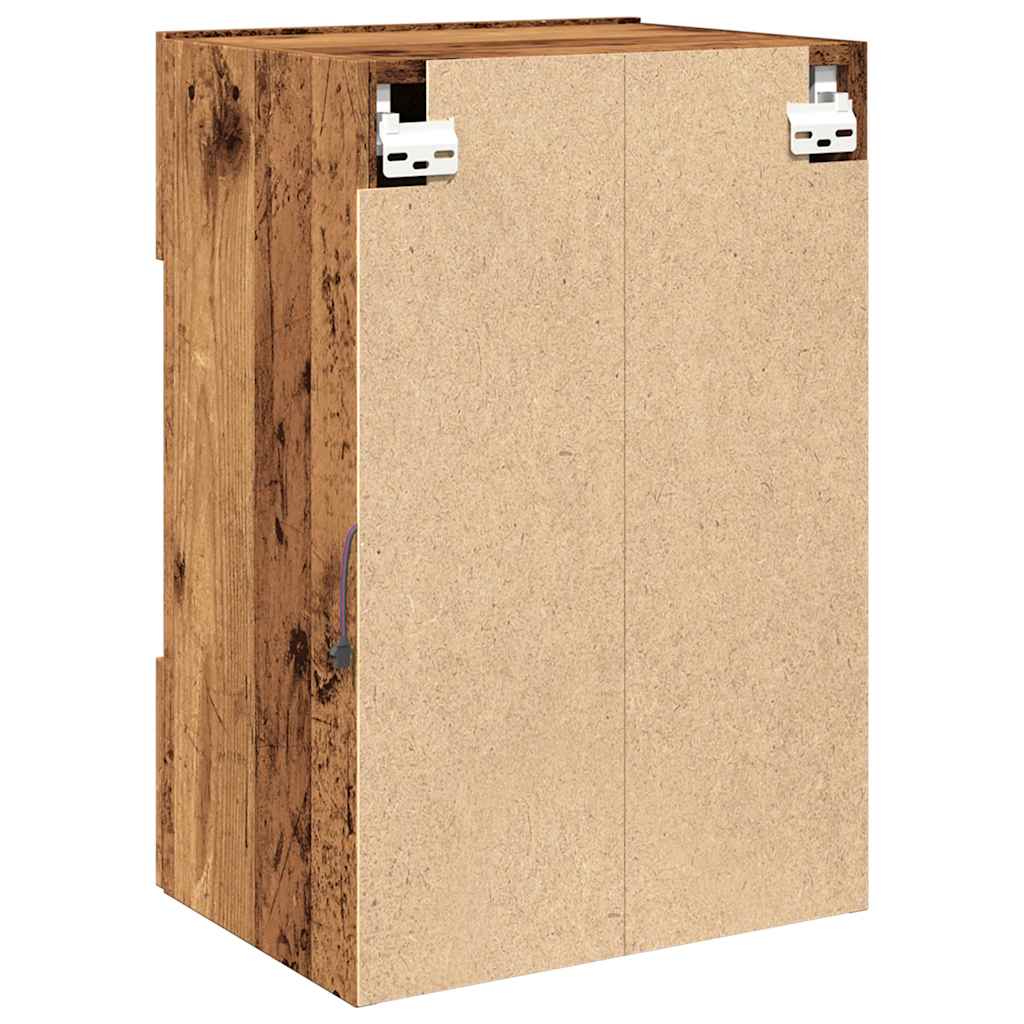 Nástenné skrinky s LED osvetlením pre TV 2 st åldrat trä 40x30x60,5 cm