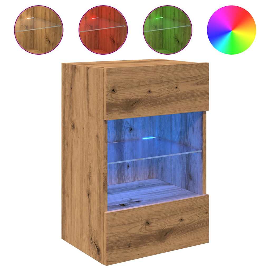 Nástenné skrinky s LED osvetlením pre TV 2 st artisan ek 40x30x60,5 cm