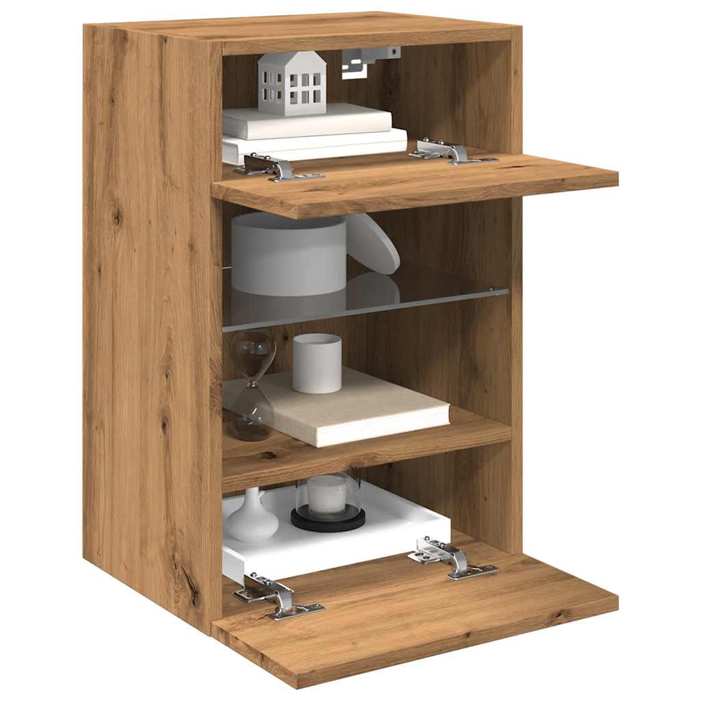 Nástenné skrinky s LED osvetlením pre TV 2 st artisan ek 40x30x60,5 cm