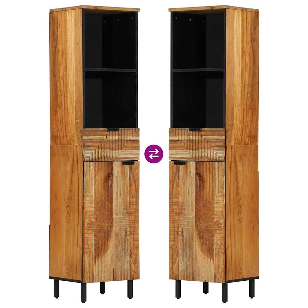 Badrumsskåp med handfat Massivt Akaciaträ 38 x 33 x 160 cm