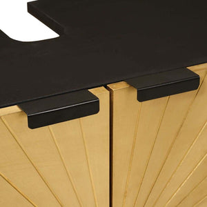 Diskbänksskåp Svart och Guld 62 x 33 x 58 cm Massivt mangoträ