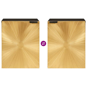 Badrumsskåp Svart och Guld 38 x 33 x 48 cm Massivt mangoträ