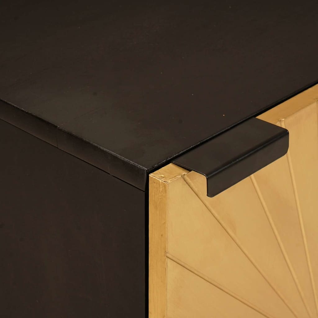 Badrumsskåp Svart och Guld 38 x 33 x 58 cm Massivt mangoträ