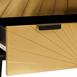 Sidokabinett Svart och Guld 60 x 33,5 x 100 cm Massivt mangoträ