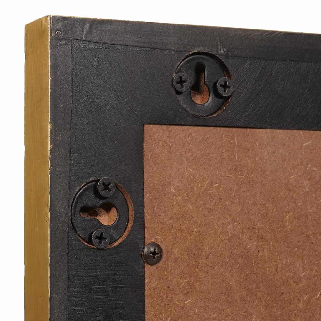 Badrumsspegel Svart och Guld 50 x 2,5 x 70 cm Massivt mangoträ