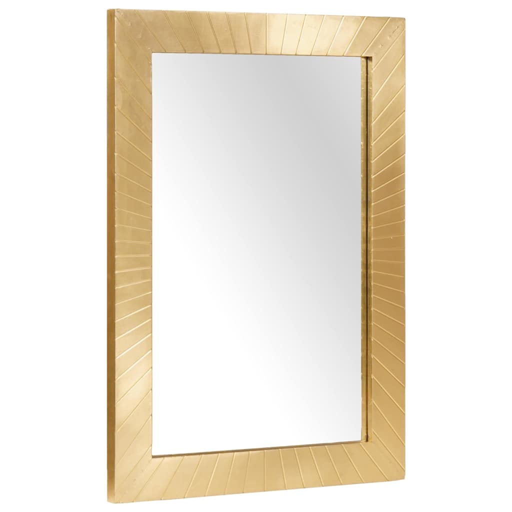 Badrumsspegel Svart och Guld 50 x 2,5 x 70 cm Massivt mangoträ