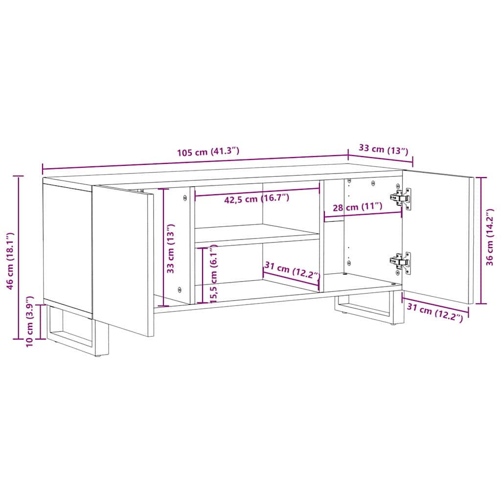 TV Enheter Brun 105 x 33 x 46 cm Konstruerat trä