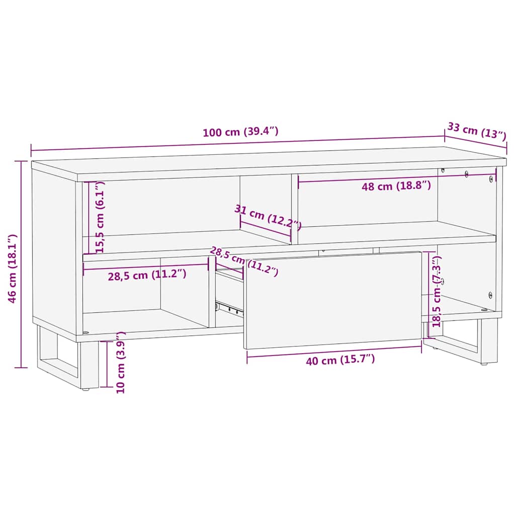 TV Enheter med låda Brun 105 x 33 x 46 cm Konstruerat trä