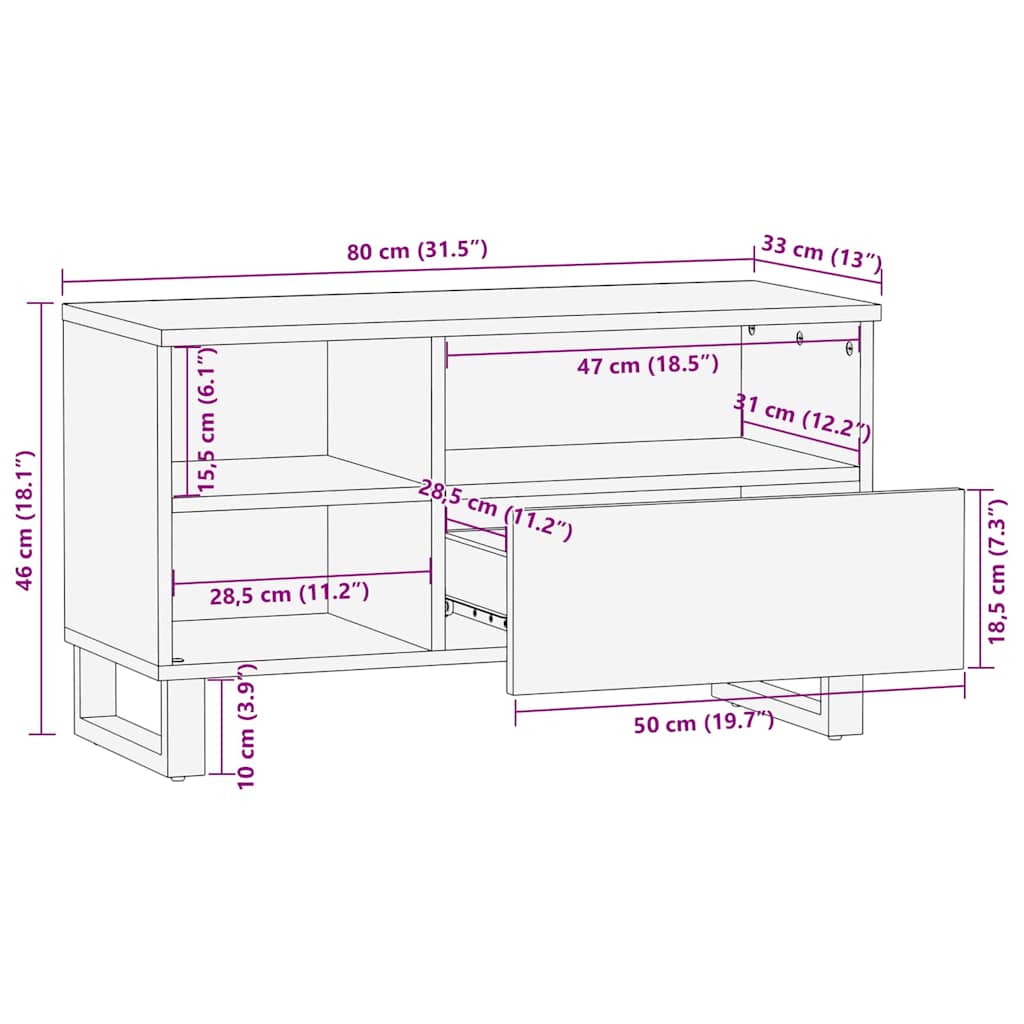 TV Enheter med låda Brun 80 x 33 x 46 cm Konstruerat trä