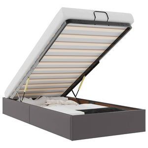 Ottoman sängram utan madrass grå 90x190 cm konstläder