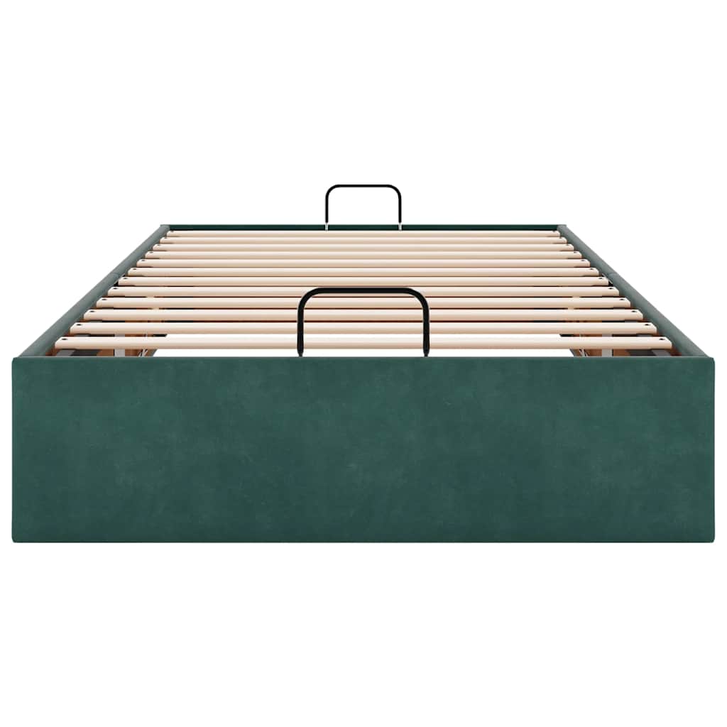 Ottoman sängram utan madrass mörkgrön 100x200 cm sammet