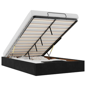 Ottoman sängram utan madrass svart 120x190 cm sammet