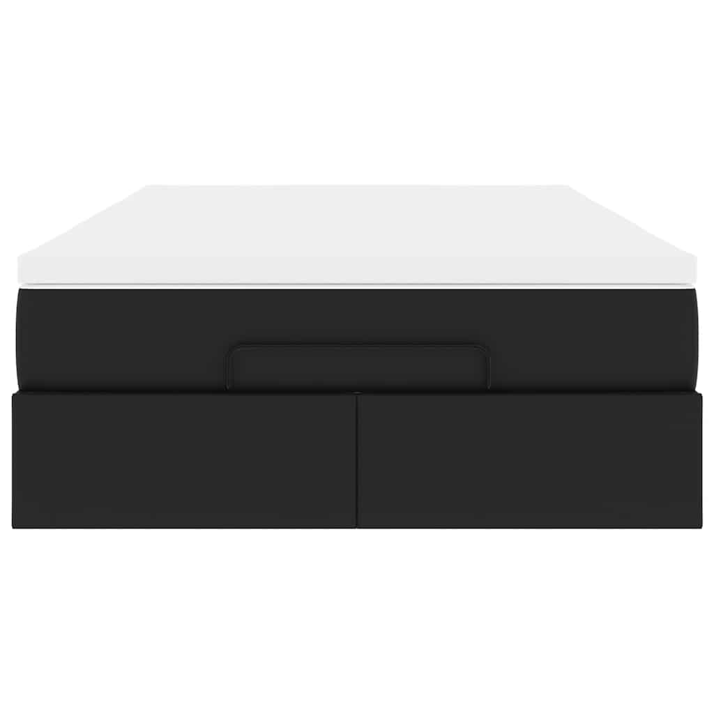 Ottoman sängram med madrass svart 160x200 cm konstläder
