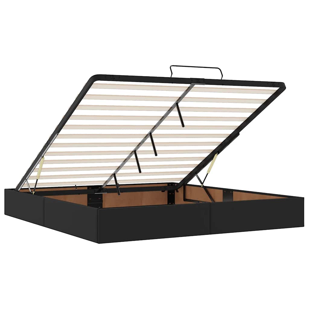 Ottoman sängram med madrass svart 160x200 cm konstläder