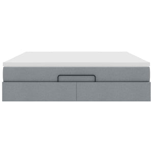 Ottoman sängram med madrass ljusgrå 160x200 cm tyg