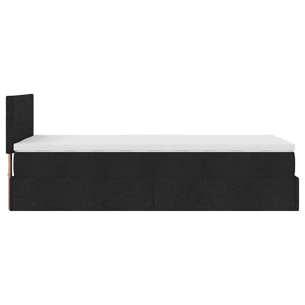 Ottoman sängram med madrass svart 90x190 cm tyg