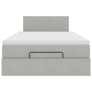 Ottoman sängram med madrass ljusgrå 120x200 cm sammet