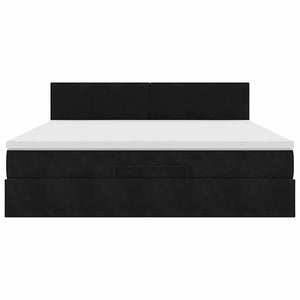Ottoman sängram med madrass svart 180x200 cm sammet
