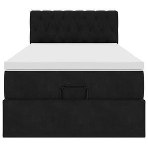 Ottoman sängram med madrass svart 100x200 cm sammet