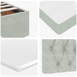 Ottoman sängram med madrass ljusgrå 160x200 cm sammet