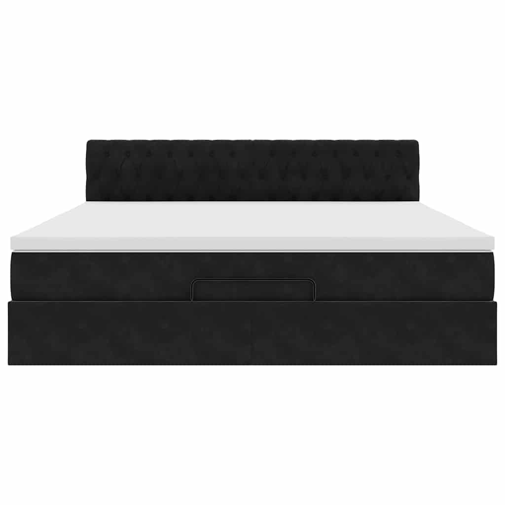 Ottoman sängram med madrass svart 180x200 cm sammet