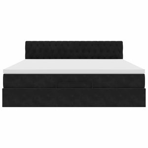 Ottoman sängram med madrass svart 180x200 cm sammet