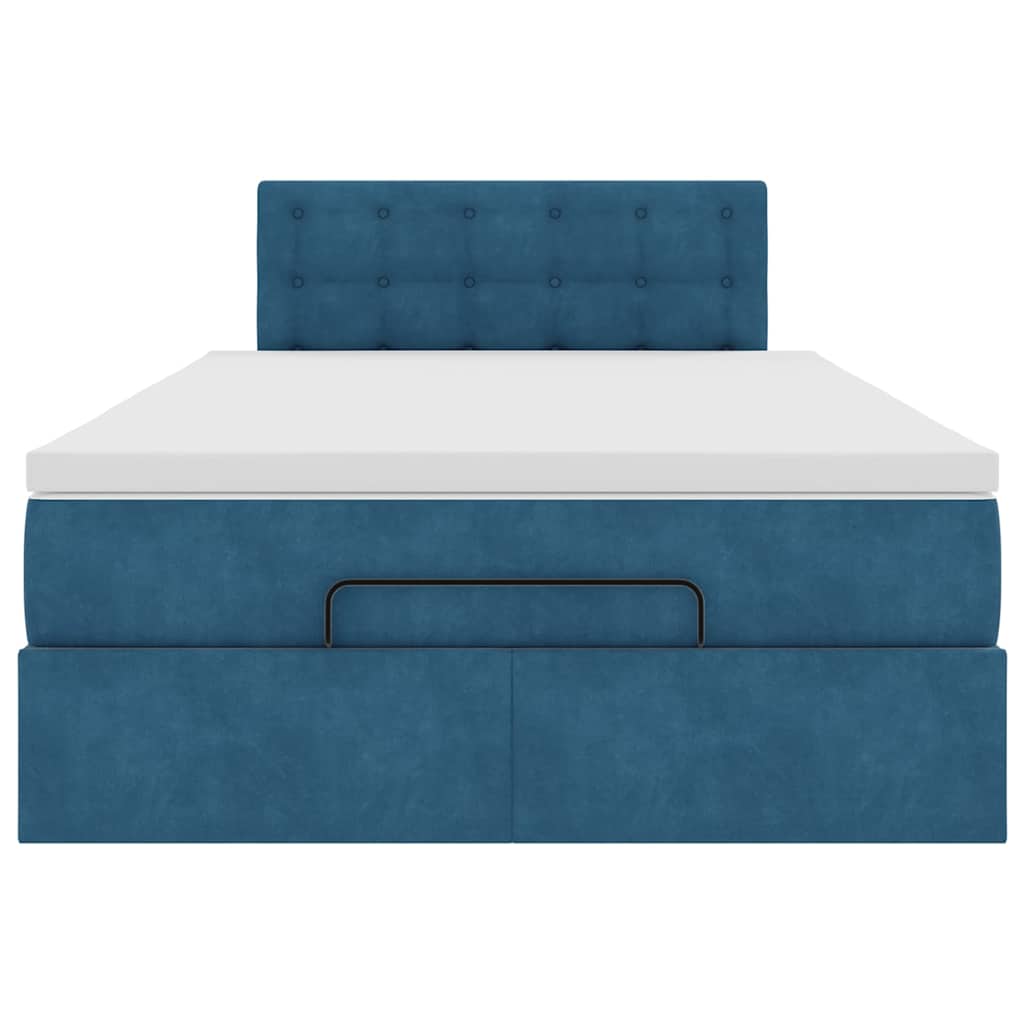Ottomansk säng med madrass mörkblå 120x190 cm sammet
