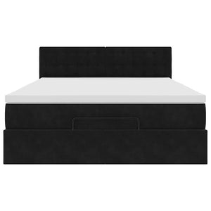 Ottoman sängram med madrass svart 140x190 cm sammet