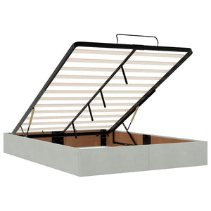 Ottoman sängram med madrass ljusgrå 140x200 cm sammet