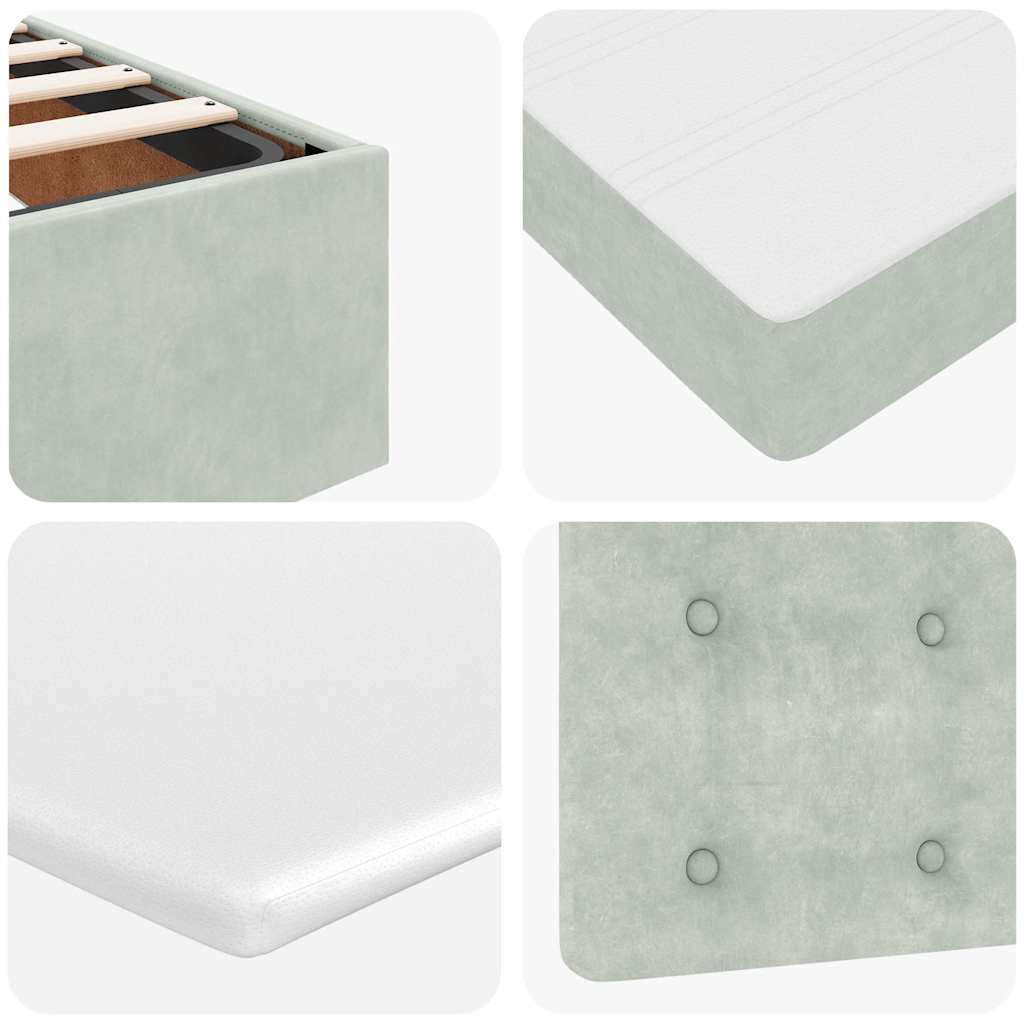 Ottoman sängram med madrass ljusgrå 140x200 cm sammet