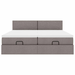Ottoman sängram med madrasser taupe 180x200 cm tyg