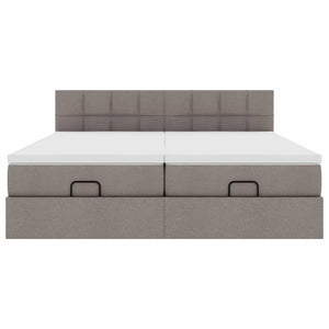 Ottoman sängram med madrasser taupe 180x200 cm tyg