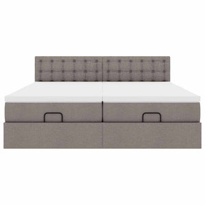 Ottoman sängram med madrasser taupe 180x200 cm tyg
