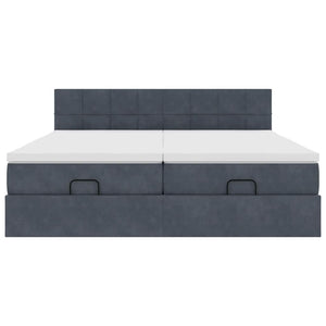 Ottoman sängram med madrasser mörkgrå 180x200 cm sammet