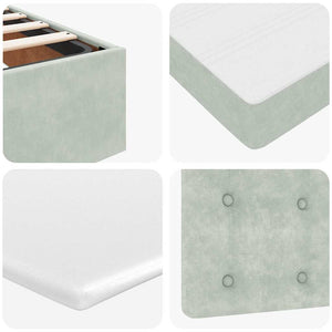 Ottoman sängram med madrasser ljusgrå 200x200 cm sammet