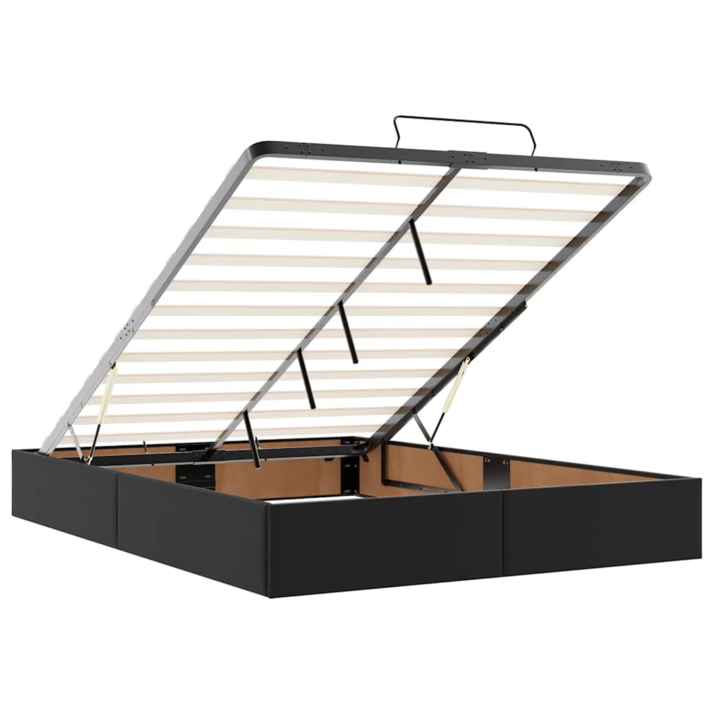 Ottomansk säng med madrasser&LEDs svart 140x200cm konstläder