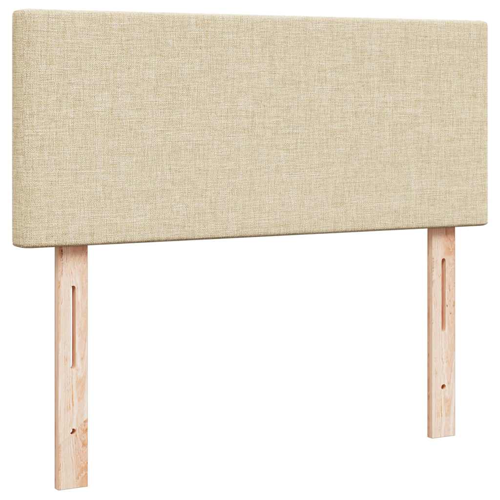 Ottomansk säng med madrass & LED-lampor gräddvit 120x190cm tyg