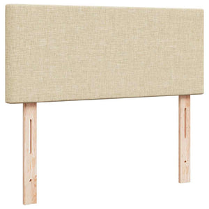 Ottomansk säng med madrass & LED-lampor gräddvit 120x190cm tyg