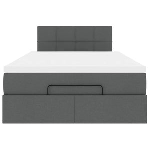 Ottomansk säng med madrass och LED-lampor mörkgrå 120x200cm tyg