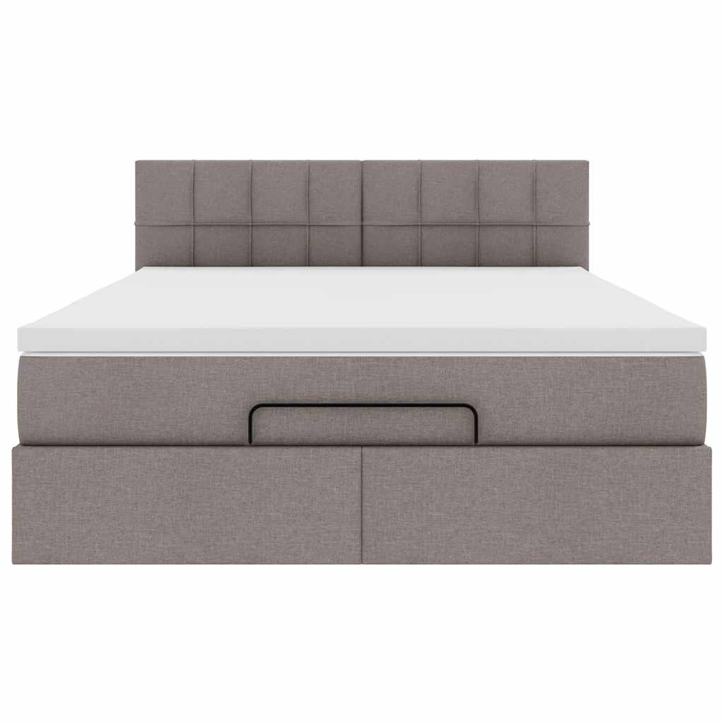 Ottoman säng med madrass och LED-lampor taupe 140x190 cm tyg