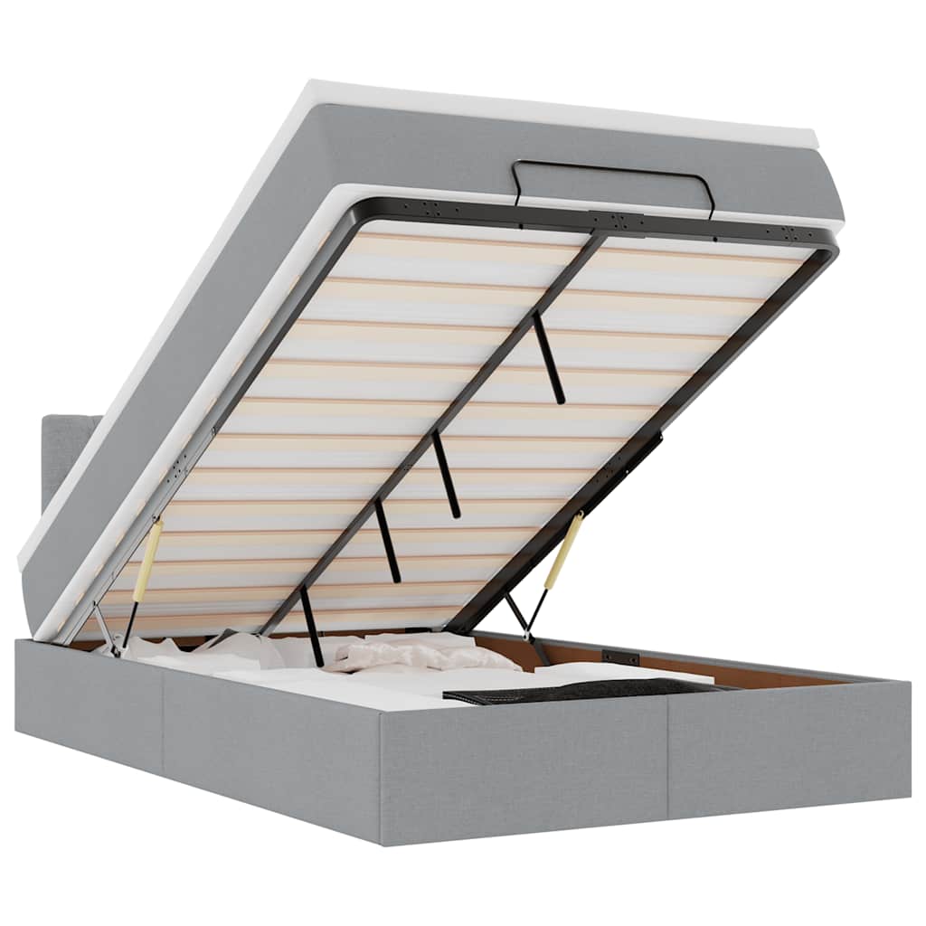 Ottoman säng med madrass ljusgrå 120x190 cm tyg