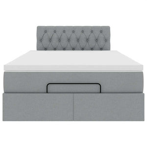 Ottoman säng med madrass ljusgrå 120x190 cm tyg