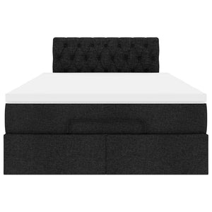 Ottomansk säng med madrass och LED-lampor svart 120x190 cm tyg
