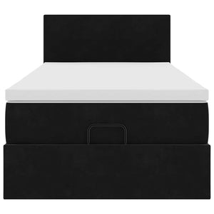 Ottomansk säng med madrass och LED-lampor svart 80x200cm sammet