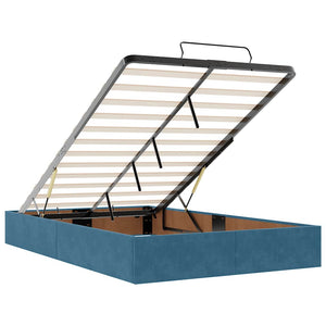 Ottoman sängram med madrass mörkblå 120x200 cm sammet