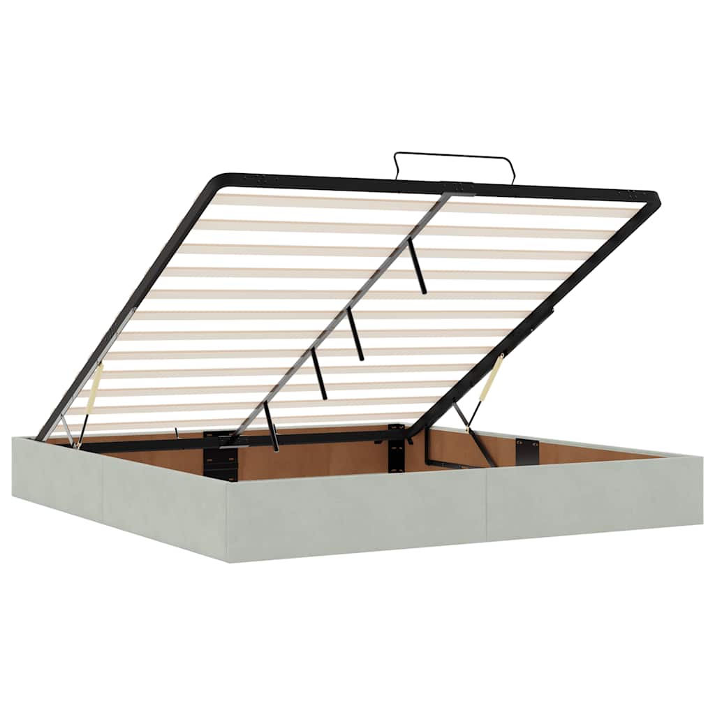 Ottoman sängram med madrass ljusgrå 160x200 cm sammet